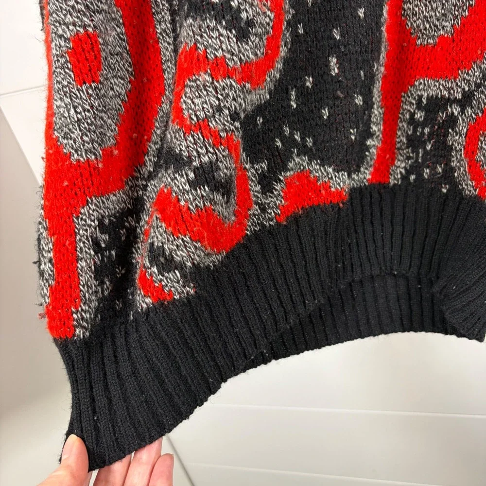 Vintage 80s 90s Sergio Valente Sweater Men L Abstract Knit USA Retro Streetwear